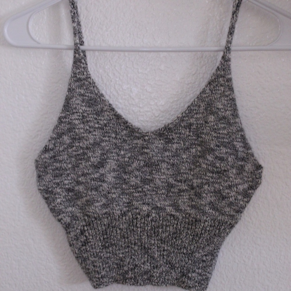 Black and Cream Sweater Crop top